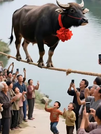 Incredible Rope Tricks by a Big Black Cow