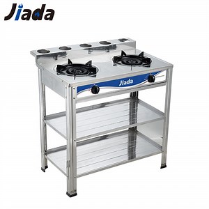 [Hot Item] High Pressure Easy Stainless Steel 2 Burner Table Commercial Two Models Kitchen Gas Stove Stand Cooker