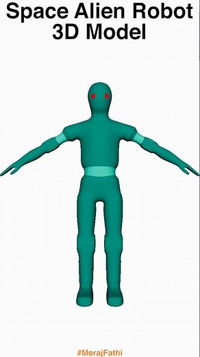 Space Alien Robot 3D Model (No AI) #shorts