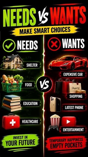 Needs vs Wants #budgeting #personalfinance #moneytips #financialliteracy #savingmoney