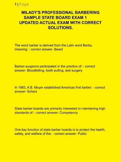 MILADY PROFESSIONAL BARBERING SAMPLE STATE BOARD EXAM 1 UPDATED 2026 – ACTUAL SAMPLE QUESTIONS ANSWERS TO PASS YOUR BARBER BOARDS FIRST TRY 🔥💥 MILADY BARBER SAMPLE EXAM CRUSHER ALERT‼️ Barber state board coming up and you're hunting for that perfect practice? 😱💦 This video breaks down Milady Professional Barbering SAMPLE STATE BOARD EXAM 1 – the UPDATED 2026 version with real-feel questions straight from what boards are pulling right now! Covers EVERY high-yield barber topic: sanitation & in