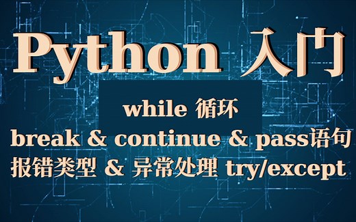 Python入门 - [5] while循环 | break & continue & pass语句 | 报错类型 & 用 try/except 进行异常处理