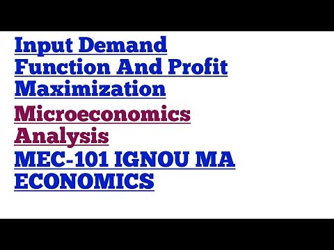 Input Demand Function And Profit Maximization MEC-101 Microeconomics Analysis IGNOU MA ECONOMICS