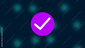 abstract pink white color check mark animation. right mark icon.
