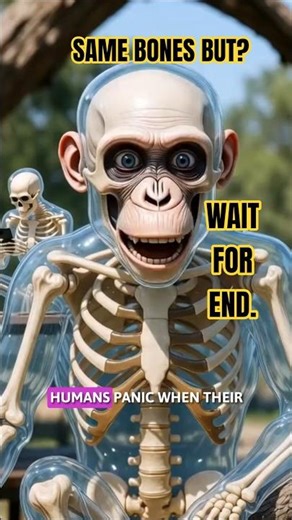Humans Panic attack vs Chimpanzee.Truth Trigger #animalcommentary #funnyanimals #skeleton #expose