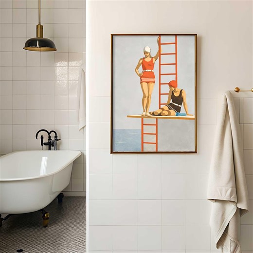 Vintage Swimmers Poster, Art Deco Pool Print, Retro Summer Wall Art (digital Download) - Etsy