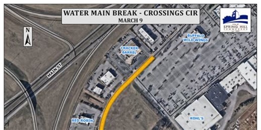 Water main break in Spring Hill shuts off water to restaurants, hotel and more