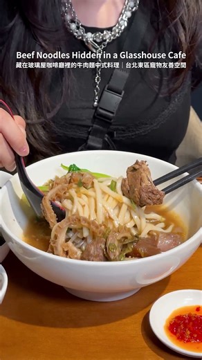 台灣台北🇹🇼 藏在玻璃屋咖啡廳裡的美味牛肉麵 Beef Noodles Shop Hidden Inside a Glasshouse Cafe in Taipei