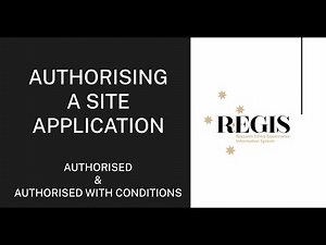 Authorising a Site Application in REGIS
