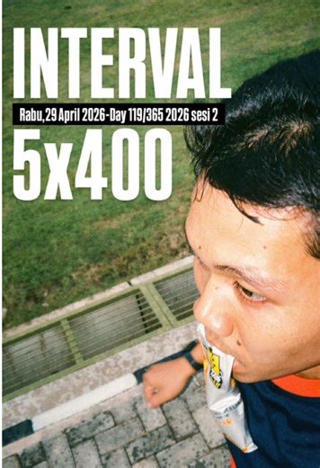 Rabu,29 April 2026-Day 119 of 365 tahun 2026 sesi 2 Program sore interval 5x400, alhamdulillah finish strong diakhir diberikan guyuran hujan yang lumayan🥶 #musangberlarisetiaphari #day119of365tahun2026 #kontenrunning #running