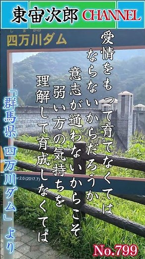 【宙次郎の本日の教訓】№799「幼児期の成長に欠かせない情操教育の意味を理解し課題を考える。」日々の生活のヒントになって頂けたら幸いです。背景「群馬県 四万川ダム」の１シーンより。＃shorts