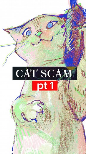 Ross Tran on Instagram: "I didn’t think I was the type to fall for these online scams but here we are!!! 😂 IT WAS TOO REAL #art #digitalart #cat #scam #illustration"