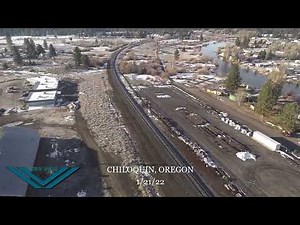 Aerial view of the downtown area of the City of Chiloquin, Oregon
