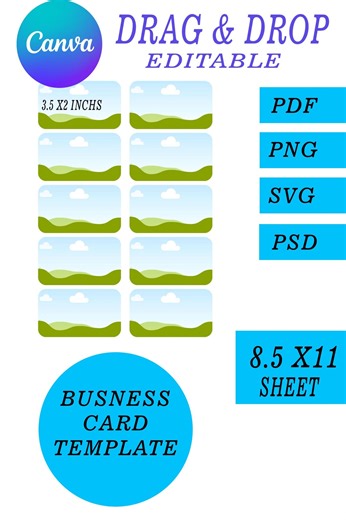 Editable Canva Business Cards Template | Visiting Card Design Online Free Template Drag & Drop - Etsy