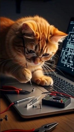 Funny Cat Fixing a Laptop 😹 | Hilarious Cat Tech Moments