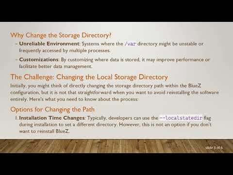 How to Change the BlueZ Local Storage Directory Without Reinstallation