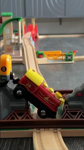 Hidden wooden train layout on a BRIO set box #toytrain