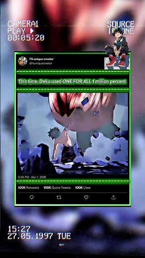 This time. Deku used ONE FOR ALL 1 million percent #myheroacademia #deku #mhacommunity #mha