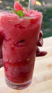 This refreshing Watermelon Slushie is a great way to cool down and hydrate on a hot, sunny day! 🍉 Recipe: https://plantbasedonabudget.com/watermelon-slushie/ | Plant-Based on a Budget