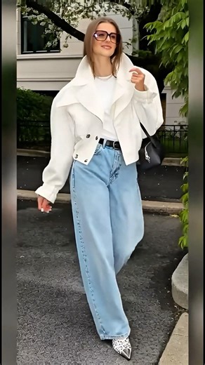 👖4050 "청바지 하나로 런웨이 완성!" 시선 강탈 화이트 크롭 자켓 vs 힙한 롤업 데님 코디 ✨ #봄코디 #4050패션 #청바지코디 #fashion