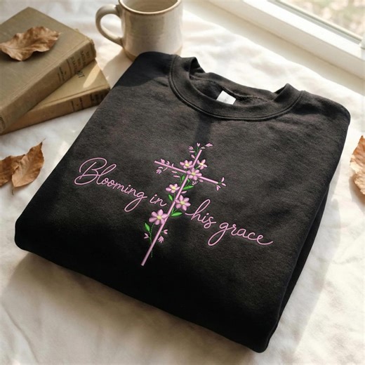 Floral Cross Embroidery Design, Blooming in His Grace, Christian Gift, Easter Christian (instant Download) - Etsy