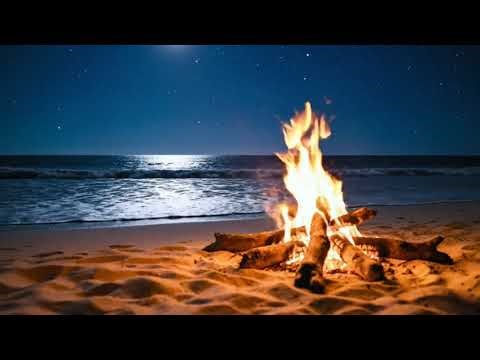 Cozy Beach Campfire & Ocean Waves at Night 🔥🌊 Relaxing Sea Sounds for Deep Sleep – 12 Hours