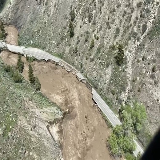 1.9M views · 16K reactions | #BREAKING ️⚠️ All entrances into Yellowstone National Park are closed due to historic flooding from heavy rain & snow melt. Check out this helicopter video today showing North Entrance Road washed away near Mammoth Hot Springs. Credit: Yellowstone National Park | Matt Devitt WINK Weather | Facebook