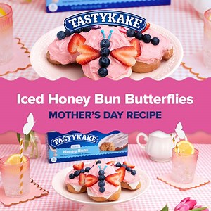 7.4K views · 174 reactions | These Iced Honey Bun Butterflies with fresh berries are a tasty treat to pair with a breakfast fit for a queen. 曆 Get the recipe by clicking this link: bit.ly/3UJtsNw | Tastykake | Facebook