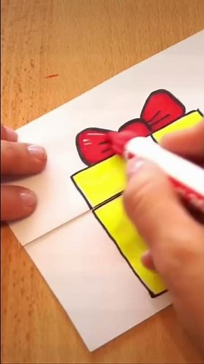 Weihnachtskarte basteln 🎁 Merry Christmas Gift Card 🦌 Geschenk zeichnen 🎁 Draw Surprise Gift Box