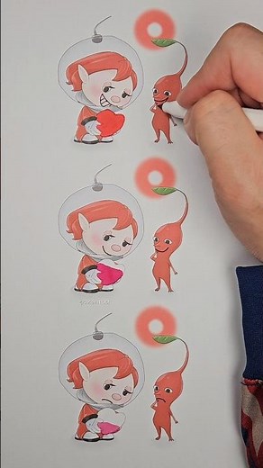 Red Pikmin and Brittany Heart Drawing Art #pikmin #art #shorts #craft