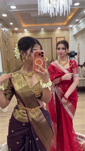 Bridal Red Saree Draping 💃 Traditional Meets Glam #saree #bridal #styling
