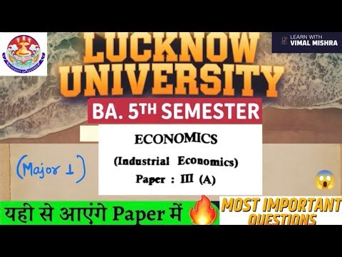 Paper 3 Economics 🔥 Important Questions Answer (Major 1) Lucknow University BA 5th Semester #exam