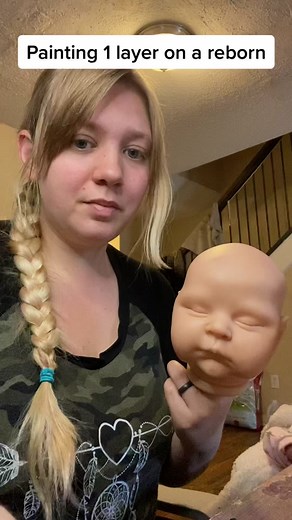 Painting 1 layer of paint a reborn doll #reborn #partoftheprocess #art #rebornart #watchmepaint