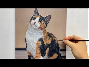 This is how to paint a cat - realistic oil painting - Time lapse