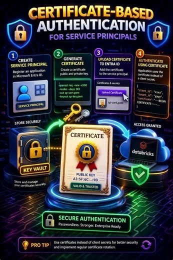How do you implement certificate-based authentication for service principals?