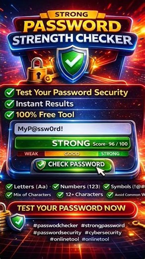 Strong Password Checker – Test Your Password Strength Online Freetoolconvert.com #strongpassword