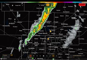 9:10am radar shows the line of rain is over the central part of Denton County. Give it 30 minutes or so and should be out of the county. | Denton Scanner