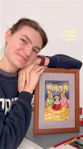 Let’s frame my painting together #diy #fabric #painting #illustration #artandcraft