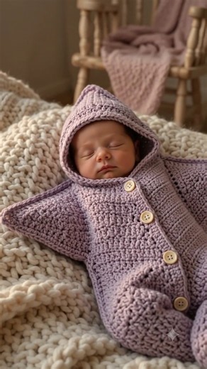 Watch this cozy star suit crochet pattern come to life ⭐💜 #crochetblanket #crochetting