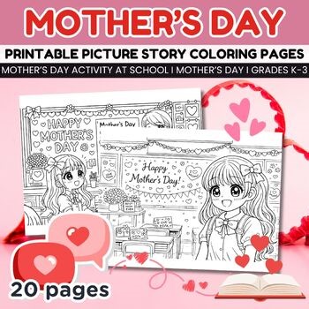 Mother’s Day Activity at School Coloring Pages for Kids, Classroom Picture Story