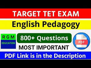 Tet exam model question paper | English Pedagogy | 800 questions on ENGLISH for TET , CTET , PTET