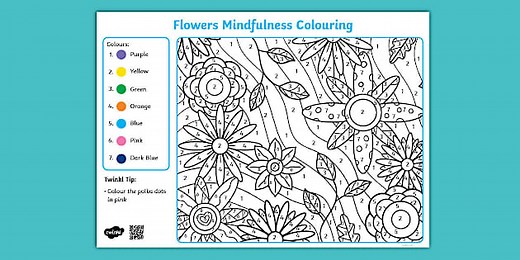 Flower Mindfulness Colour-by-Number Activity
