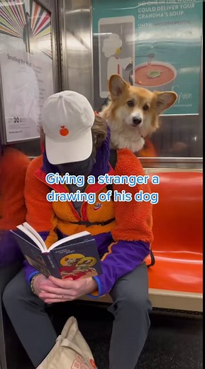 14M views · 522K reactions | Ran into @devonrodriguezart on the train and his drawing left Maxine bark-less. Thx Devon. Truly an honor. | Maxine the Fluffy Corgi | Facebook