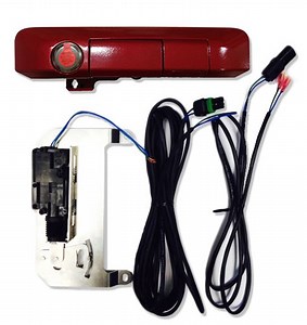 Pop & Lock Custom Tailgate Lock with Handle - Power Lock and Manual BOLT Lock - Barcelona Red Pop an