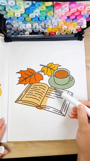 Cozy fall coloring! 😊🍂🍁 ASMR sounds from my Cozy Fall bold and easy coloring book 🍂 Profile website has all my resources 😊 #colorwithme #coloringbook #relaxing #asmrsounds #fallseason | simplysarahstudio