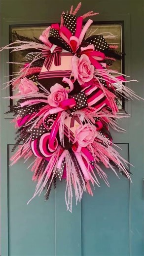 Pink & Black Halloween Swag with Candy Corn! #halloweendecor #crafting #wreath