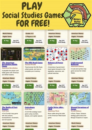 FREE Social Studies Games for Kids | Interactive History Games for Homeschool & Classroom