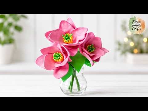 🌸 Easy DIY Foam Flower Tutorial | Beautiful Magnolia Flower Craft