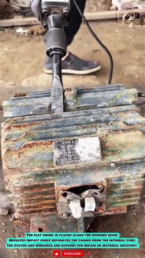 Electric Demolition Hammer: Stator Removal from Electric Motor Housing