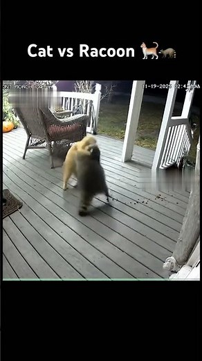 Cat vs Raccoon, Who won? #funny #cat #raccoon #catvideos #memes #viral #catshorts #funnymemes #fight